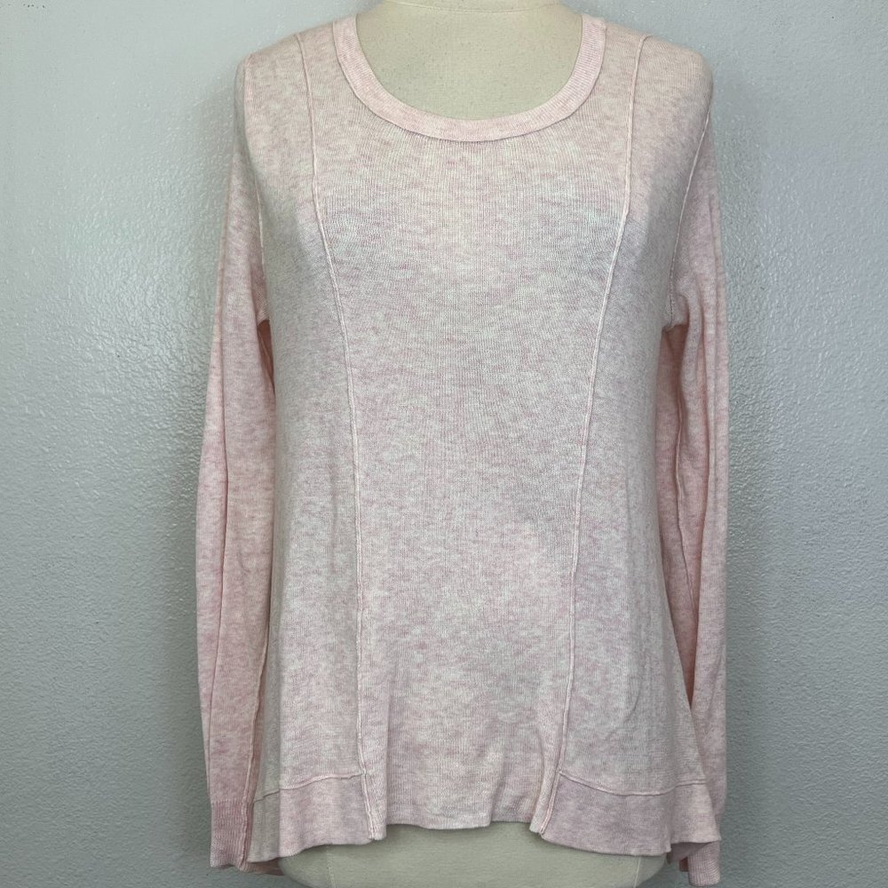 Free People Wool Blend Hi-Lo Heather Pink Sweater Size M